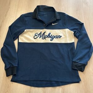 Nike Men's Navy Michigan Wolverines long-sleeve Dri-FIT polo shirt